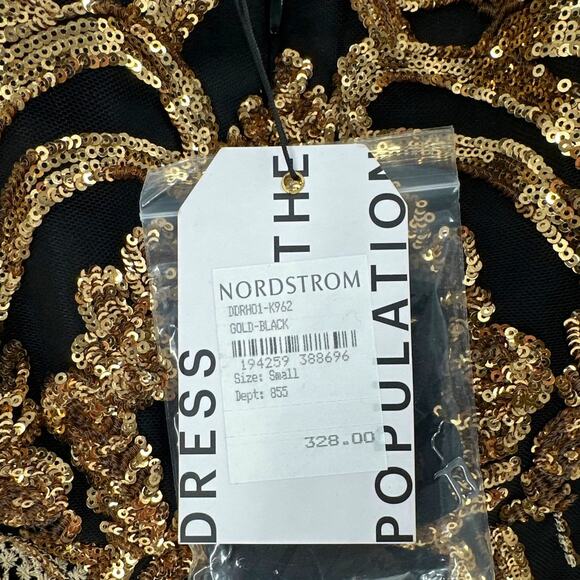 Dress the Population Black Label Morgan Sequin Fringe-Trim Bodycon Dress Size S - Picture 7 of 11